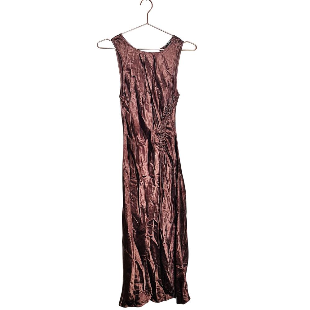 RAILS Women's Brown Satin Gabriella Sleeveless Slip Style Midi Dress Size XS - Picture 4 of 12